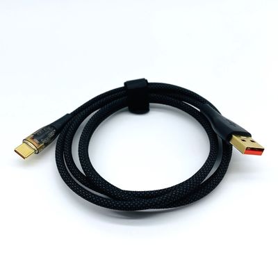 Negro 5A 6A Carga rápida USB Cables USB C Cable masculino USB A al tipo C Cable
