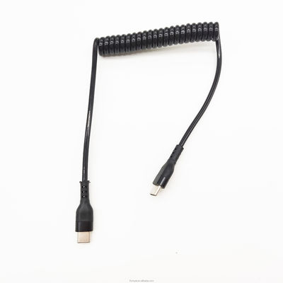 Cable USB C en espiral de resorte Cable USB A macho a tipo C macho Cable de carga rápida Cable retráctil