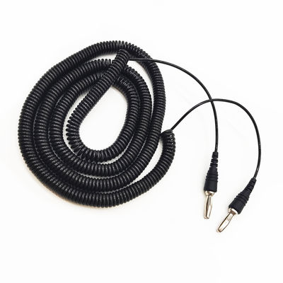 Alta flexibilidad personalizada Conector de enchufe de plátano Cables de bobina espiral Flexible fuerte para altavoz de audio